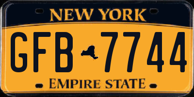 NY license plate GFB7744