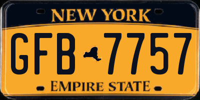 NY license plate GFB7757