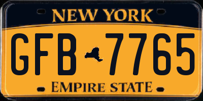 NY license plate GFB7765