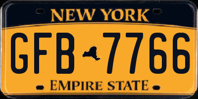 NY license plate GFB7766