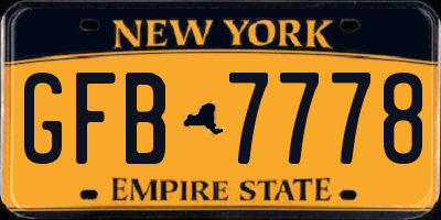 NY license plate GFB7778