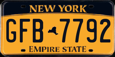 NY license plate GFB7792