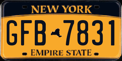 NY license plate GFB7831