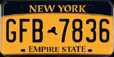 NY license plate GFB7836