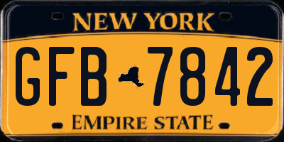 NY license plate GFB7842