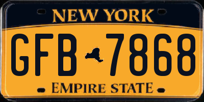 NY license plate GFB7868
