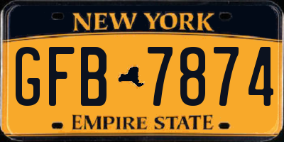 NY license plate GFB7874