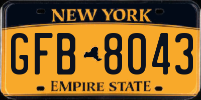 NY license plate GFB8043