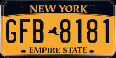 NY license plate GFB8181