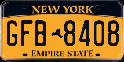 NY license plate GFB8408