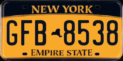 NY license plate GFB8538