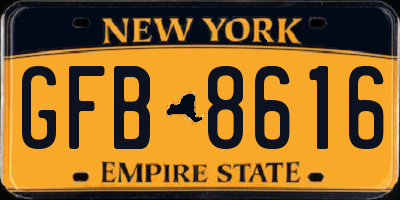 NY license plate GFB8616