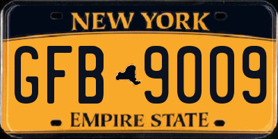 NY license plate GFB9009
