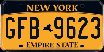 NY license plate GFB9623