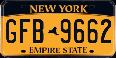 NY license plate GFB9662