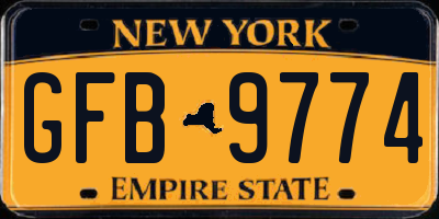 NY license plate GFB9774