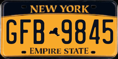 NY license plate GFB9845