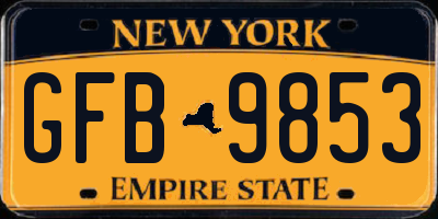 NY license plate GFB9853