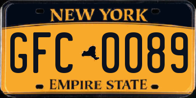 NY license plate GFC0089
