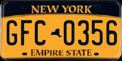 NY license plate GFC0356