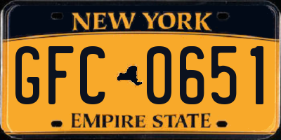 NY license plate GFC0651