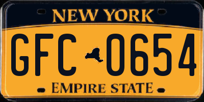 NY license plate GFC0654