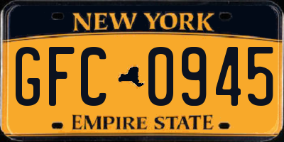 NY license plate GFC0945