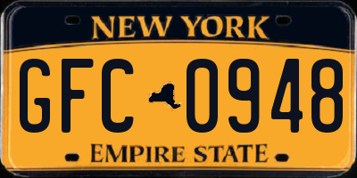 NY license plate GFC0948
