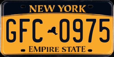 NY license plate GFC0975