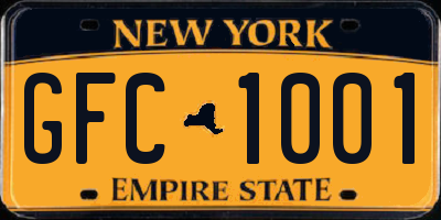 NY license plate GFC1001