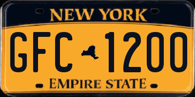 NY license plate GFC1200