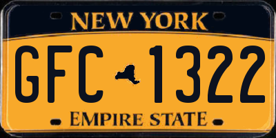 NY license plate GFC1322