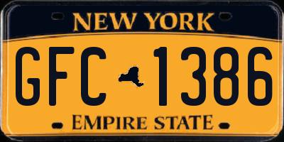 NY license plate GFC1386