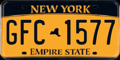 NY license plate GFC1577