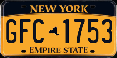 NY license plate GFC1753
