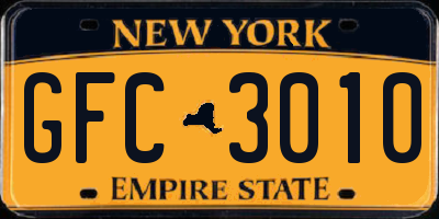 NY license plate GFC3010