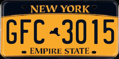 NY license plate GFC3015