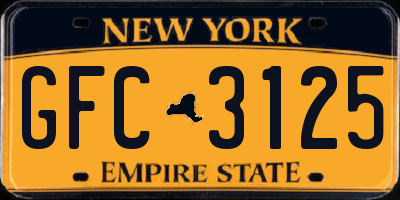 NY license plate GFC3125