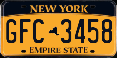 NY license plate GFC3458