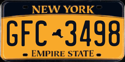 NY license plate GFC3498