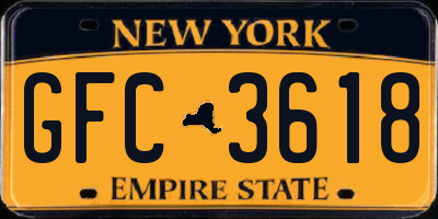 NY license plate GFC3618
