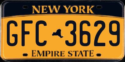 NY license plate GFC3629