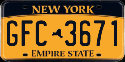 NY license plate GFC3671