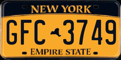 NY license plate GFC3749