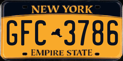 NY license plate GFC3786