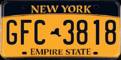 NY license plate GFC3818