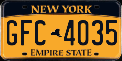 NY license plate GFC4035