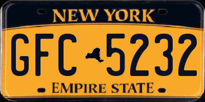 NY license plate GFC5232
