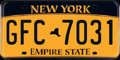 NY license plate GFC7031