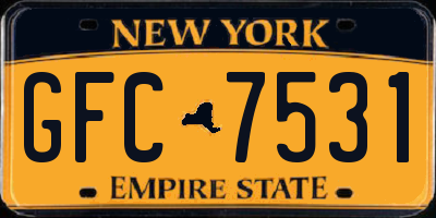 NY license plate GFC7531